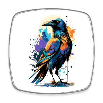 Corbeau noir - Corbeau coloré - Corbeaux et corbeaux - Magnet carré - blanc - Devant