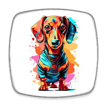 Dackel Bunt - Dachshund - Jagdhund - Dackel Farbig - Viereckiger Kühlschrankmagnet - Weiß - Vorne