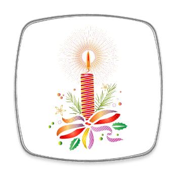 bright red christmas candle for christmas - Square fridge magnet - white - Front