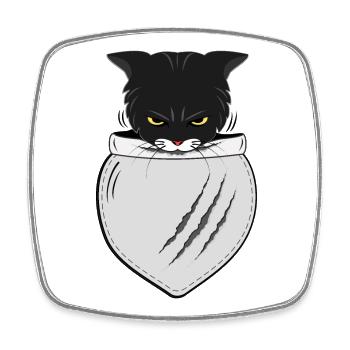 Chat de poche | Cadeaux pour les amoureux des chats - Magnet carré - blanc - Devant