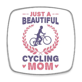 Radfahrer Mama - Viereckiger Kühlschrankmagnet - Weiß - Vorne
