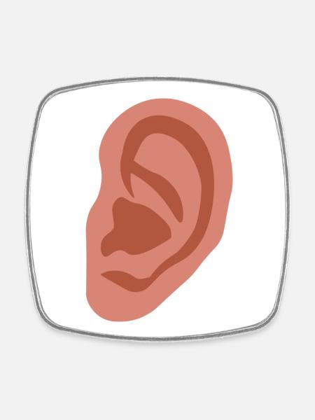Big ear - Square fridge magnet - white