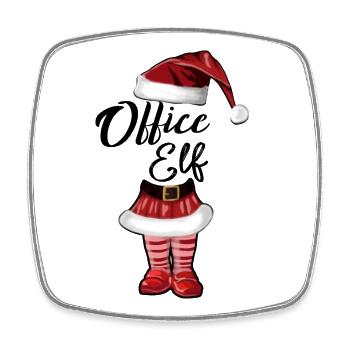 Elfe de bureau – Un design de Noël drôle - Magnet carré - blanc - Devant