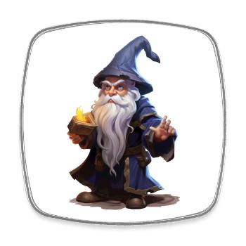 Magicien de dessin animé à la longue barbe – RPG fantastique - Magnet carré - blanc - Devant