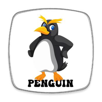 Bold Yellow Eyebrow Penguin - Square fridge magnet - white - Front