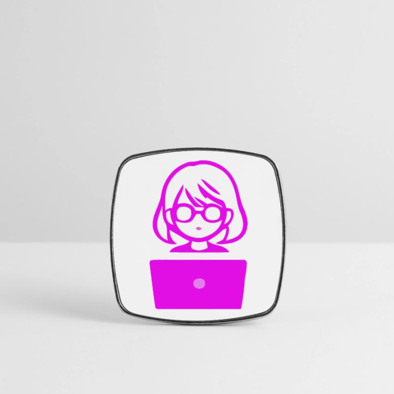 Frau mit Computer Programmierer Coder Viereckiger Kühlschrankmagnet