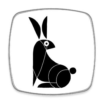Funny Black Rabbit - Square fridge magnet - white - Front