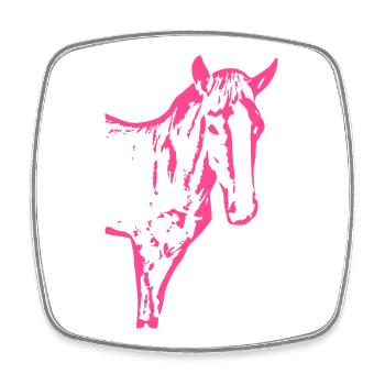 Cheval rose rose, poulain - Magnet carré - blanc - Devant
