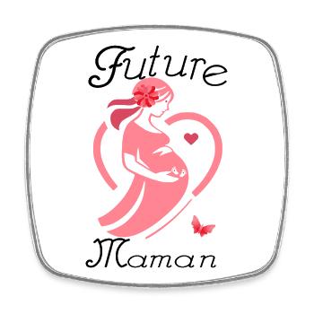 Future maman - Magnet carré - blanc - Devant