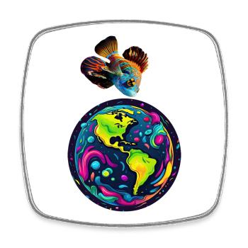 Fish and its planet - Square fridge magnet - white - Front