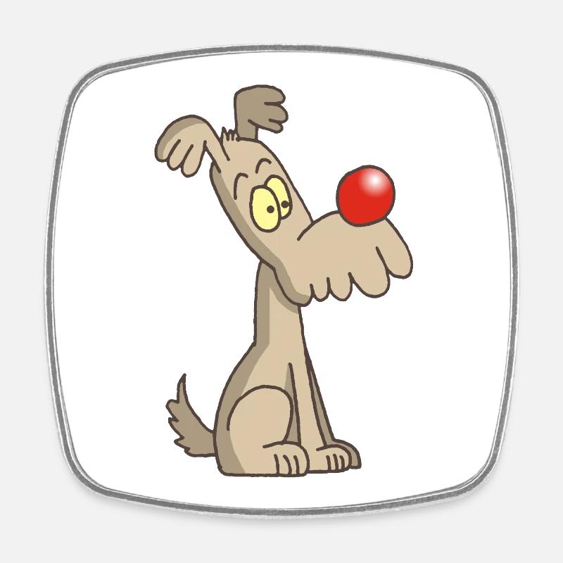 Chien rigolo et mignon - Magnet carré - blanc