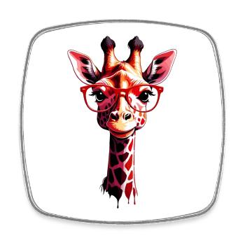 Cute giraffe with glasses - Square fridge magnet - white - Front