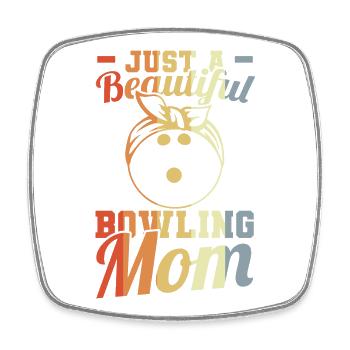 Bowling Mom - Square fridge magnet - white - Front