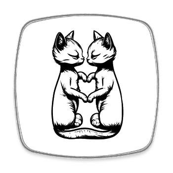 Embrasser les chats - Magnet carré - blanc - Devant