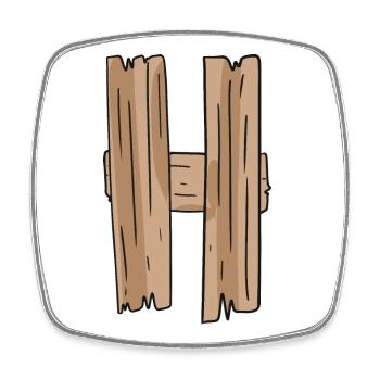 Letter H Wood Wooden Letter - Square fridge magnet - white - Front