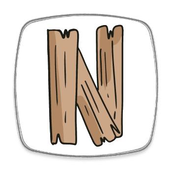 Letter N Wood Wooden Letter Name - Square fridge magnet - white - Front