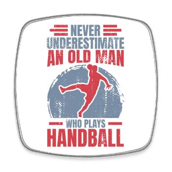 Handball Grandfather - Square fridge magnet - white - Front