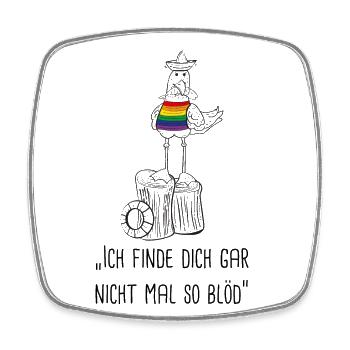 Möwe "Ich find dich gar nicht mal so blöd" - Viereckiger Kühlschrankmagnet - Weiß - Vorne