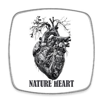 Nature Heart Herz mit Wurzel Baum - Viereckiger Kühlschrankmagnet - Weiß - Vorne