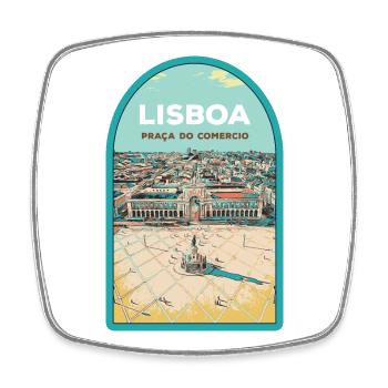 Illustration Handelsplatz, Lissabon - Viereckiger Kühlschrankmagnet - Weiß - Vorne