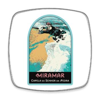 Senhor da Pedra Kapelle, Strand von Miramar - Viereckiger Kühlschrankmagnet - Weiß - Vorne