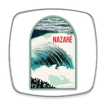 Vagues de Nazaré, Paradis du Surf - Magnet carré - blanc - Devant