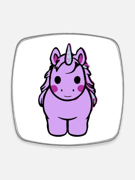 Pastel Unicorn Cartoon Soft Toy - Square fridge magnet - white