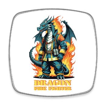 Dragon Fire Brigade - Square fridge magnet - white - Front