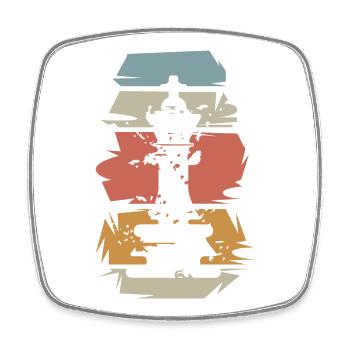 retro Schach König Spiel vintage Illustration icon - Viereckiger Kühlschrankmagnet - Weiß - Vorne
