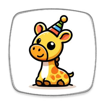 Party Spots: The Celebratory Giraffe - Square fridge magnet - white - Front