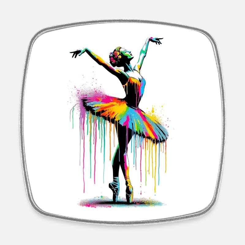 Balletttänzerin mit Tutu - Viereckiger Kühlschrankmagnet - Weiß