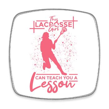 Lacrosse Girl - Square fridge magnet - white - Front