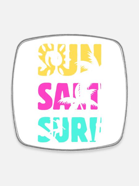 Sun Salt Surf Summer - Square fridge magnet - white