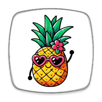 Ananas avec lunettes de soleil - Magnet carré - blanc - Devant