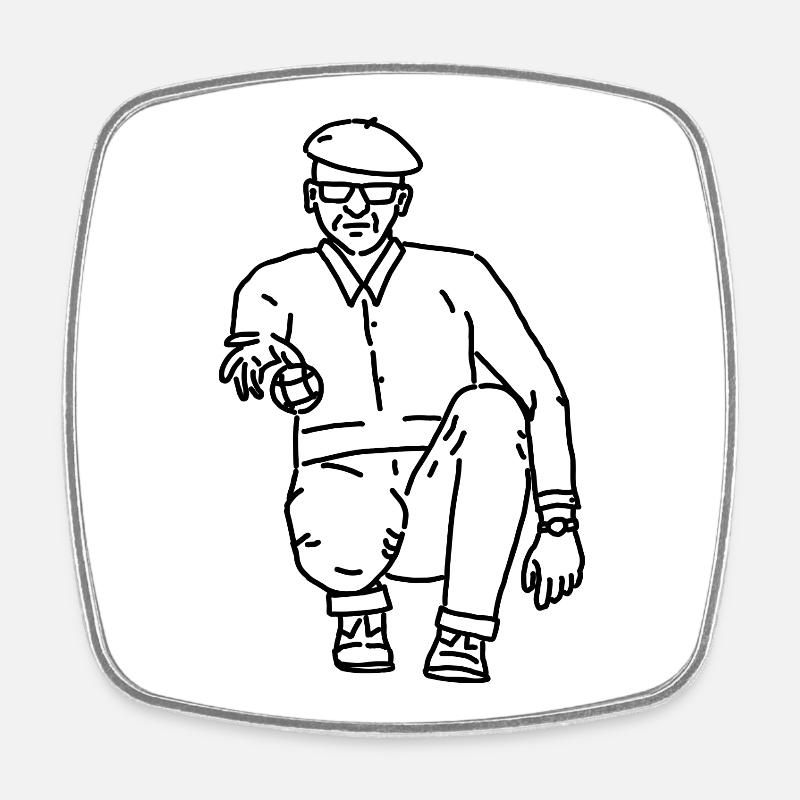 Petanque Player Right-Handed - Square fridge magnet - white