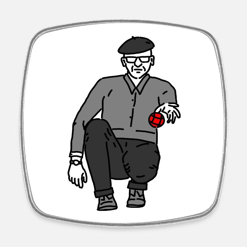 Joueur de pétanque gaucher - Magnet carré - blanc