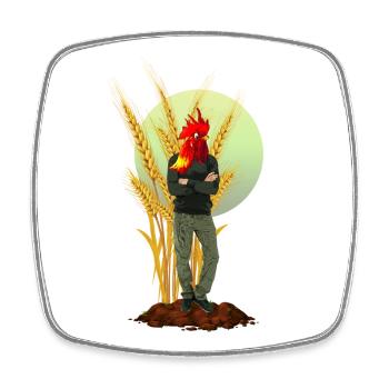 Chicken Man Rooster Comb Hybride - Magnet carré - blanc - Devant