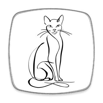 Cat Line Art - Square fridge magnet - white - Front