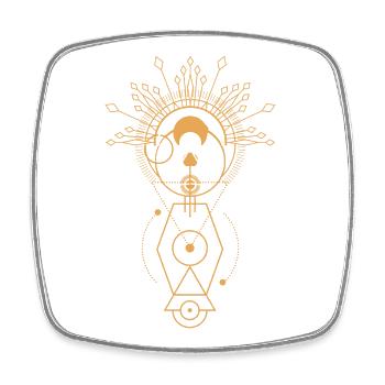 Mandala de la Géométrie Sacrée Dorée - Magnet carré - blanc - Devant