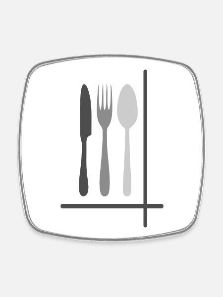 Cutlery Silhouettes Minimalist - Square fridge magnet - white