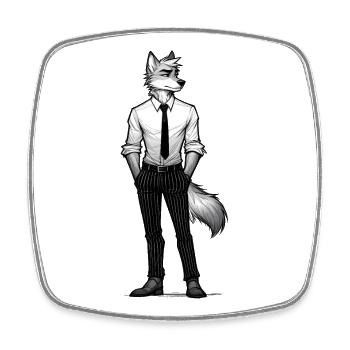 Dapper Wolf: Business Casual Beast - Square fridge magnet - white - Front