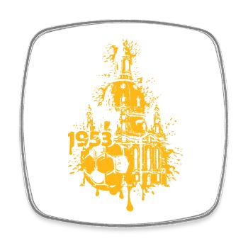 1953 Dresden Fußball Frauenkirche Souvenir Symbol - Viereckiger Kühlschrankmagnet - Weiß - Vorne