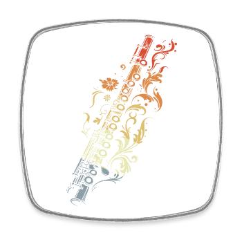Flute Graphic Retro Style - Square fridge magnet - white - Front
