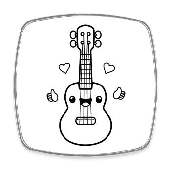Ukulele Cartoon Look - Viereckiger Kühlschrankmagnet - Weiß - Vorne