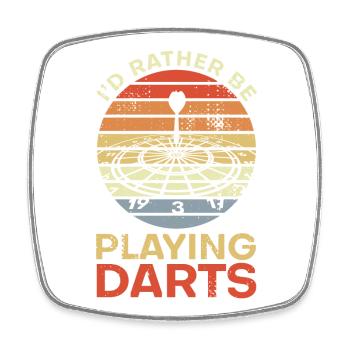 I'd Rather Be Playing Darts - Viereckiger Kühlschrankmagnet - Weiß - Vorne