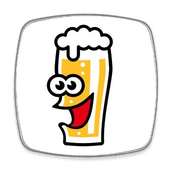 Funny Beer Glass (Beer Drinker / Pale Ale / 3C) - Square fridge magnet - white - Front