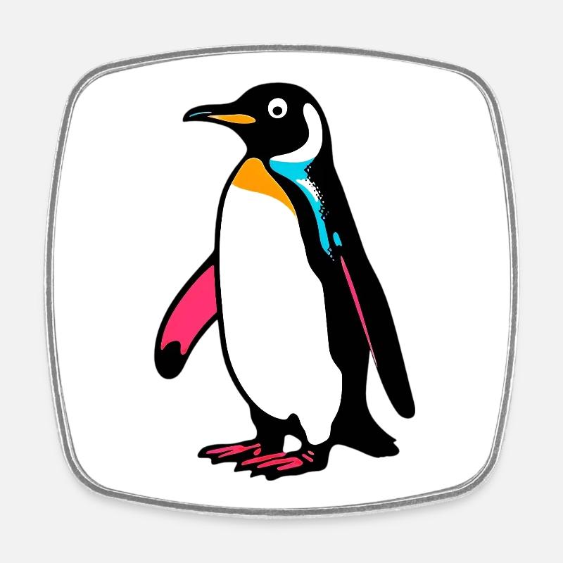 Pinguin - Viereckiger Kühlschrankmagnet - Weiß