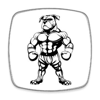 Boxer Hund Skizze - Viereckiger Kühlschrankmagnet - Weiß - Vorne