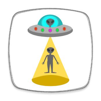 UFO Alien Landing Sci-Fi fantasy art - Square fridge magnet - white - Front