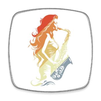 Saxophone Player Vintage - Square fridge magnet - white - Front